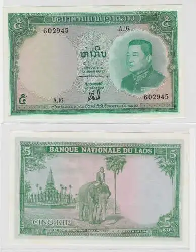 5 Kip Banknote Laos (1962) Pick 9 bankfrisch UNC (129293)