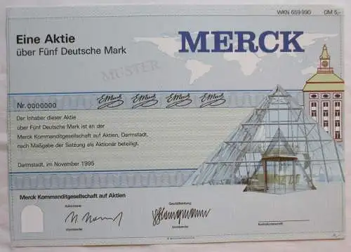5 DM Aktie Merck Kommanditgesellschaft Darmstadt November 1995 (143770)