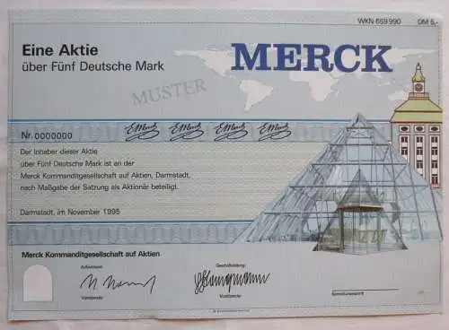 5 DM Aktie Merck Kommanditgesellschaft Darmstadt November 1995 (143918)