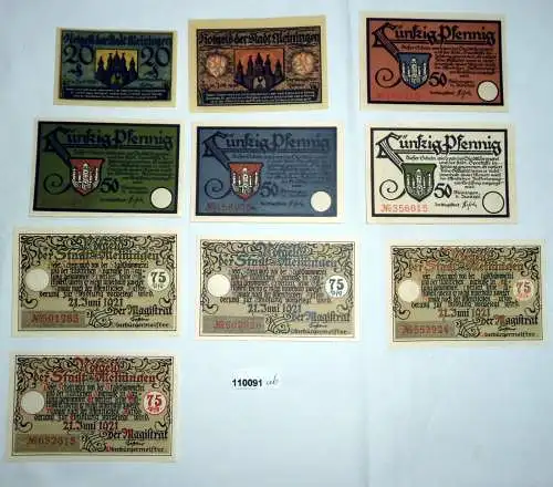 10 Banknoten Notgeld Stadt Meiningen 1921 (110091)