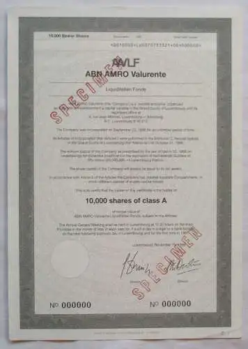 10.000 shares of class A Aktie ABN Amro Valurente Luxemburg 1996 (132982)