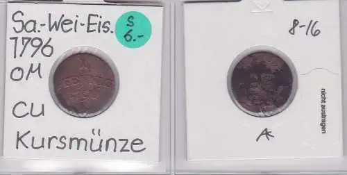 1 Pfennig Kupfer Münze Sachsen-Weimar-Eisenach 1796 (121045)