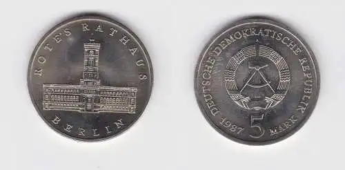 DDR Gedenk Münze 5 Mark Berlin Rotes Rathaus 1987 vorzüglich (136523)