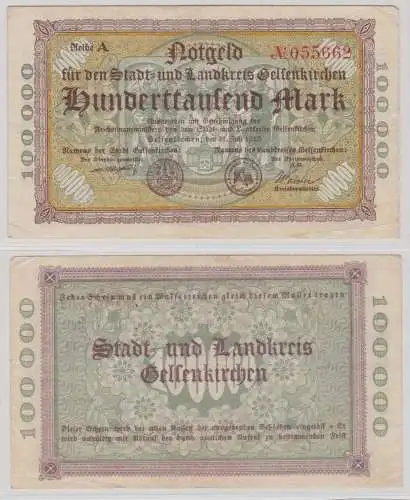 Banknote 100000 Mark Stadt- und Landkreis Gelsenkirchen 21.Juli 1923 (135801)