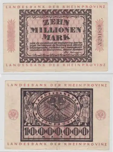 10 Mio. Mark Banknote Inflation Landesbank Rheinprovinz Düsseldorf 1923 (136038)