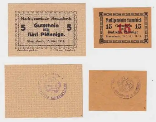 5 - 15 Pfennig Banknote Notgeld Marktgemeinde Stammbach 15. Mai 1917 (136065)