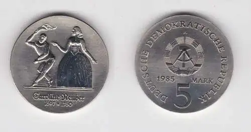 DDR Gedenk Münze 5 Mark Caroline Neuber 1985 Stempelglanz (136922)