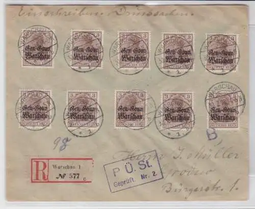 96237 seltener R-Brief General Gouvernement Warschau 30.7.1918