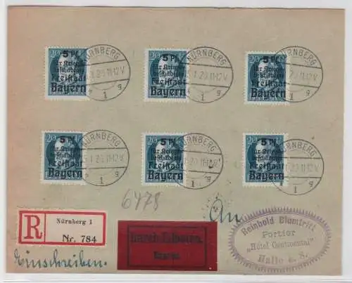 99074 seltener R.Brief Bayern Nürnberg nach Halle 15.1.1920