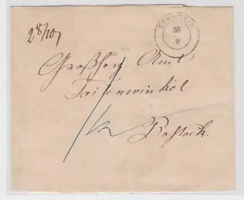 98946 seltener Siegelbrief Vorphilatelie von Schwerin nach Rostock um 1850
