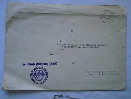 seltener Brief Braunkohlengrube "Concordia" Nachterstedt 1927 (120926)