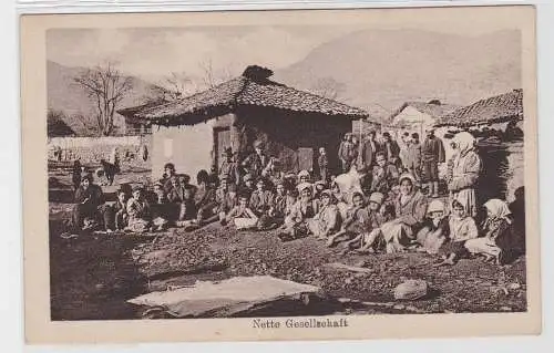 93462 AK Mazedonien - Nette Gesellschaft, Dorfgemeinschaft 1. Weltkrieg