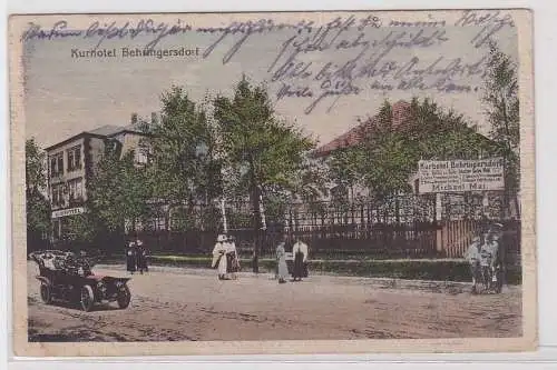 89262 AK Kurhotel Behringersdorf davor Automobil und Passanten 1919