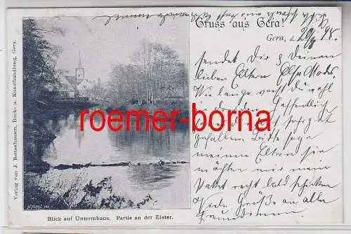 75995 Ak Gruss aus Gera Blick auf Untermhaus Partie an der Elster 1898