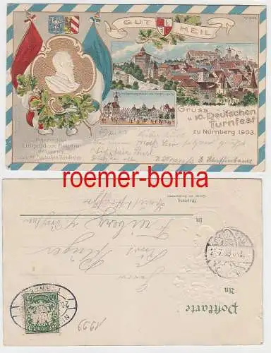 77150 geprägte Ak Gruss vom 10. Deutschen Turnfest zu Nürnberg 1903