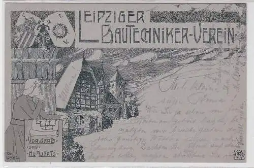 93574 Künstler AK Leipziger Bautechniker-Verein - Vorwärts und Aufwärts 1905
