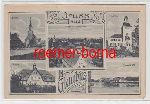 76228 Mehrbild Ak Gruß aus Glaubitz Rittergut, Schule, Kirche usw. um 1930