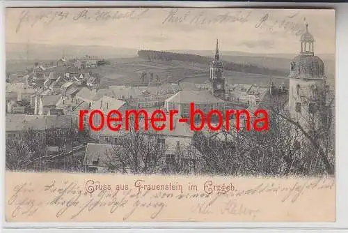 76868 Ak Gruß aus Frauenstein im Erzgebirge Totalansicht 1905