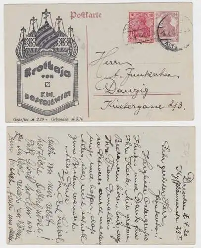 96858 DR Ganzsachen Postkarte Reklame Krotkaja von Dostojewski 1920