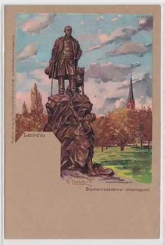 67545 Künstler Ak Leipzig - Bismarckdenkmal im Johannpark um 1900