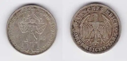 Silber Münze 3 Mark 1000 Jahre Stadt Meißen 1929 E ss+ (156176)