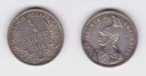 1/4 Rupie Silber Münze Deutsch Ostafrika 1914 J vz Jäger 720 (156380)