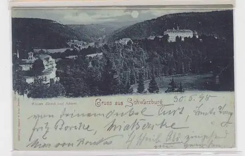 907925 Mondschein Ak Gruss aus Schwarzburg 1898