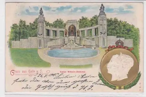 907045 AK Gruss aus Halle an der Saale - Kaiser Wilhelm-Denkmal 1901