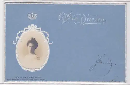 907157 Künstler Präge AK Gruß aus Dresden - Porträt 1900