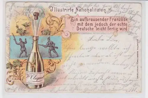 907289 Humor AK Illustrierte Nationalitäten - Ein aufbrausender Franzose 1902