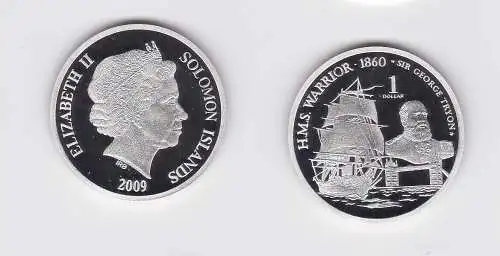 1 Dollar Silber Münze Solomon Islands Salomonen Segelschiff Warrior 2009(156820)