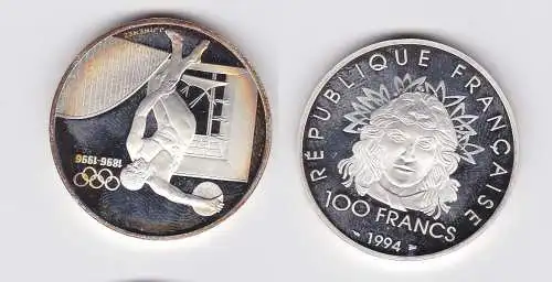 100 Franc Silber Münze Frankreich 1994 100 Jahre olympische Spiele 1996 (152966)