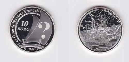 10 Euro Silbermünze Frankreich 2014 Segelschiff Pourquoi Pas? (159122)