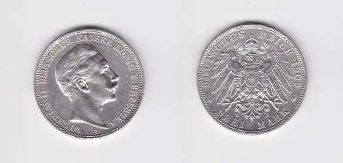 3 Mark Silbermünze Preussen Kaiser Wilhelm II 1909 A Jäger 103 ss (157106)