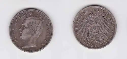 5 Mark Silbermünze Bayern König Otto 1895 Jäger 46 ss (156631)