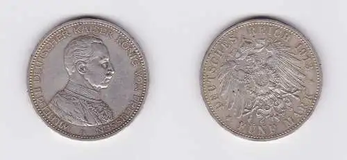 5 Mark Silbermünze Preussen Kaiser Wilhelm II 1913 A in Uniform f.vz (154920)