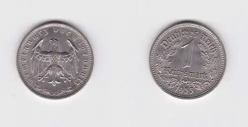 1 Mark Nickel Münze III.Reich 1933 G Jäger Nr. 354 vz (108430)