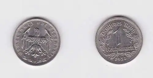 1 Mark Nickel Münze III.Reich 1934 E Jäger Nr. 354 vz (150035)