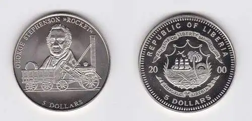 5 Dollar Nickel Münze Liberia 2000 George Stephenson "Rocket" (150439)