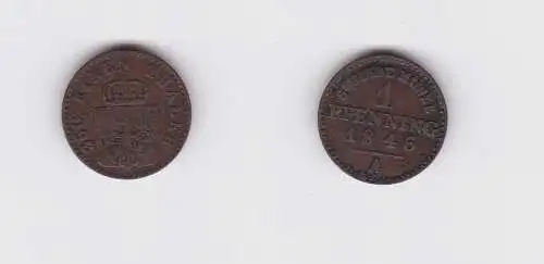 1 Pfennig Bronze Münze Preussen 1846 A  ss+ (156450)