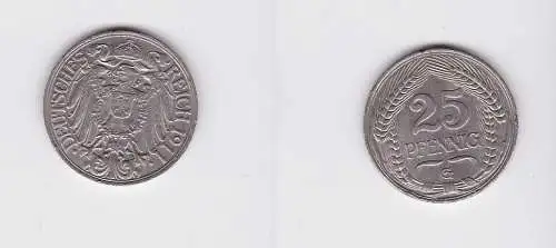 25 Pfennig Nickel Münze Deutsches Reich 1911 G Jäger 18 (150394)