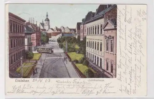 907491 Ak Eisleben Schloßstrasse mit Strassenbahn 1903