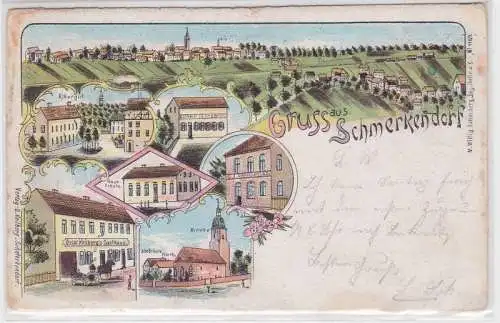 903320 Ak Lithographie Gruß aus Schmerkendorf, Gasthaus, Rittergut usw. 1900
