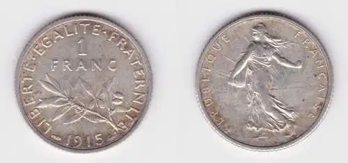 1 Franc Silber Münze Frankreich 1915 ss+ (135224)
