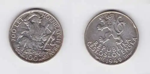 100 Kronen Silber Münze Tschechoslowakei 1949 (134630)