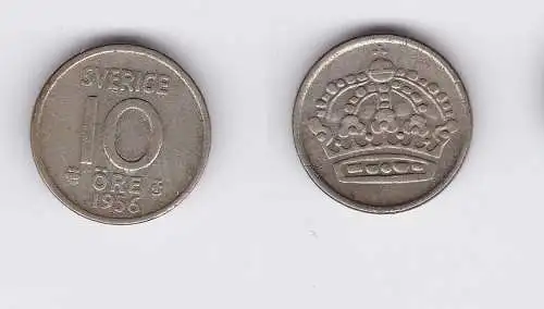 10 Öre Silber Münze Schweden 1956 (118615)