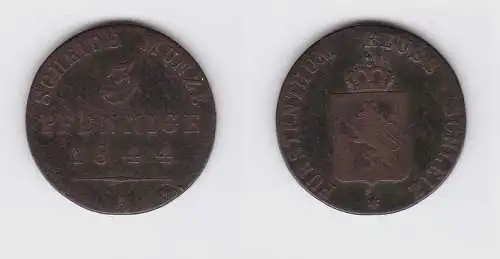 3 Pfennige Kupfer Münze Reuss jüngere Linie Schleiz 1844 A (130312)