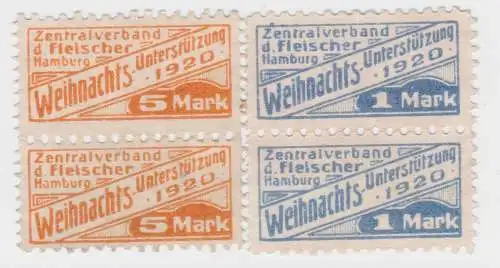 4 seltene Spenden Marken Hamburg Zentralverband der Fleischer 1920 (44704)