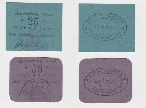 25 & 50 Pfennig Banknoten Stadtsparkasse Bodenwerder ohne Jahr  (131650)