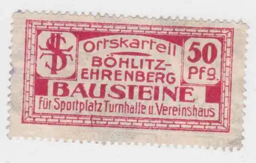 seltene 50 Pfennig Spenden Marke Bausteine Ortskartell Böhlitz Ehrenberg (43987)